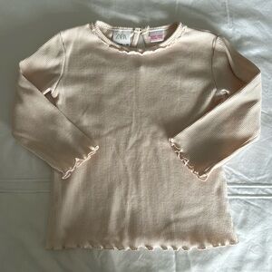 Zara Size 18-24 month Long Sleeve Ribbed Top with lace Collar